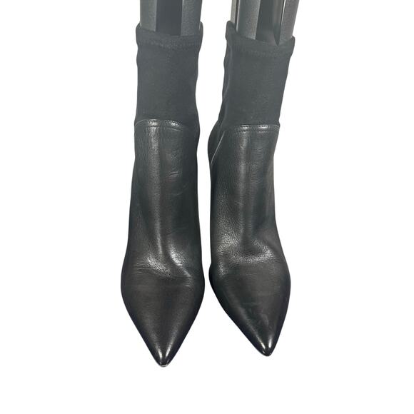 Louise et Cie Black Leather Sock Ankle Boots Women’s 8.5 Pointed Toe High Heel - Picture 3 of 12